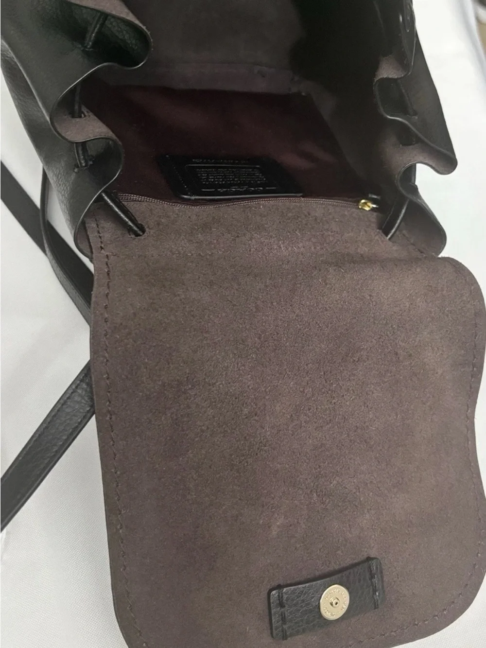 Coach Derby Black Oxblood Pebbled Leather Backpack.